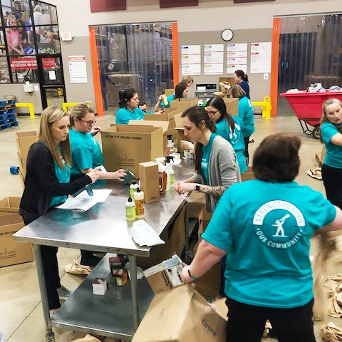 Volunteers working at the foodbank