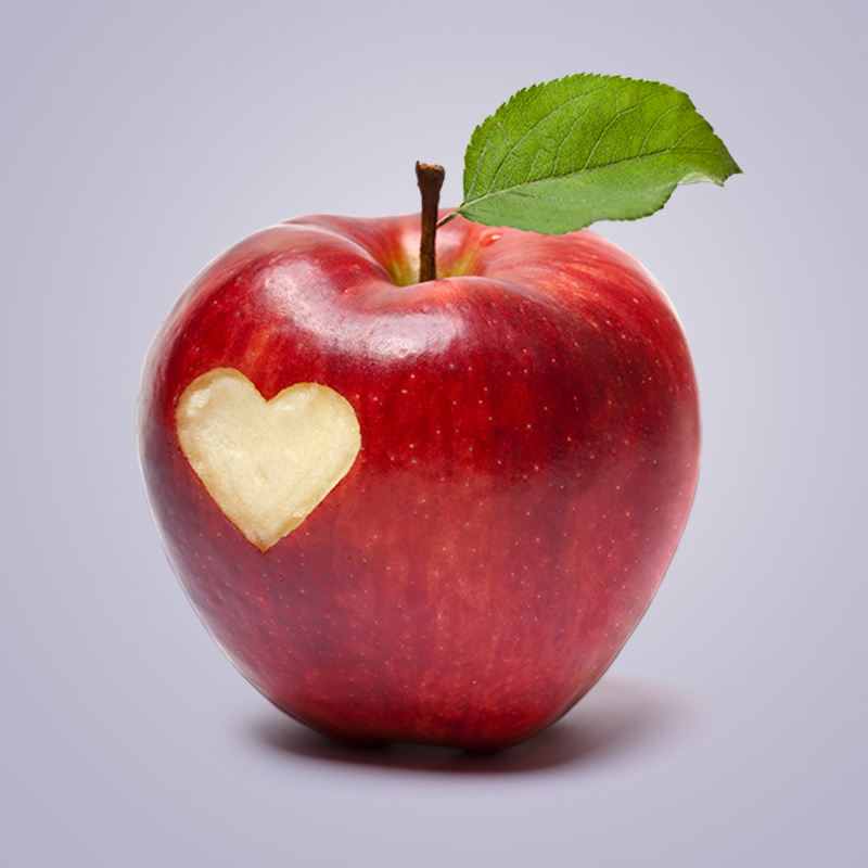 Apple with a heart cut out