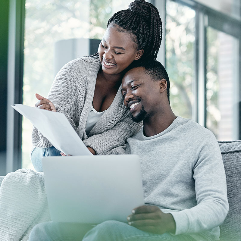 A couple looking at their finances