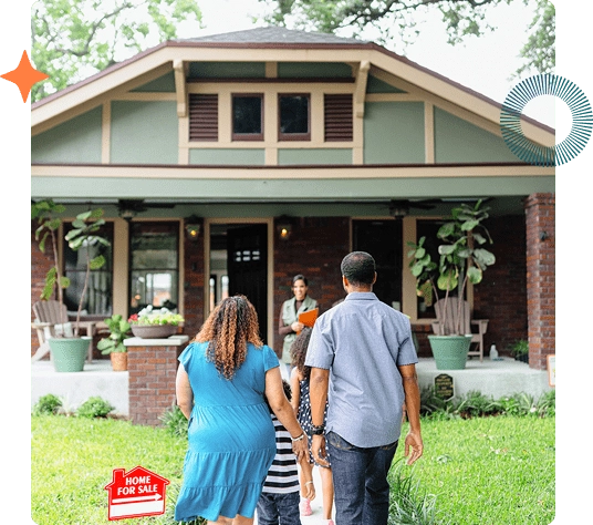 A family walking into their new home