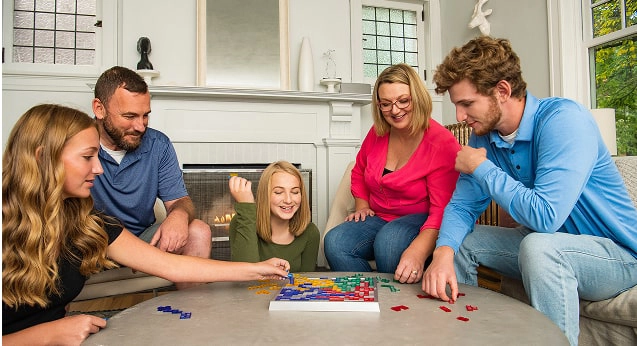 A family playing a board game together