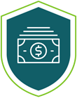 Money with shield icon